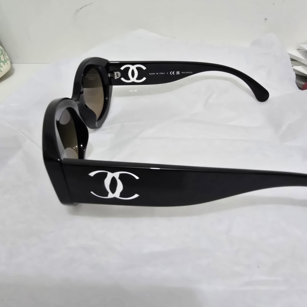 CHANEL Black and Brown Oval Sunglasses, NEW with BOX - Picture 5 of 14
